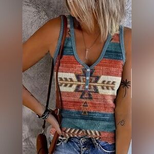 Tribal Print Tank Top - Multicolor